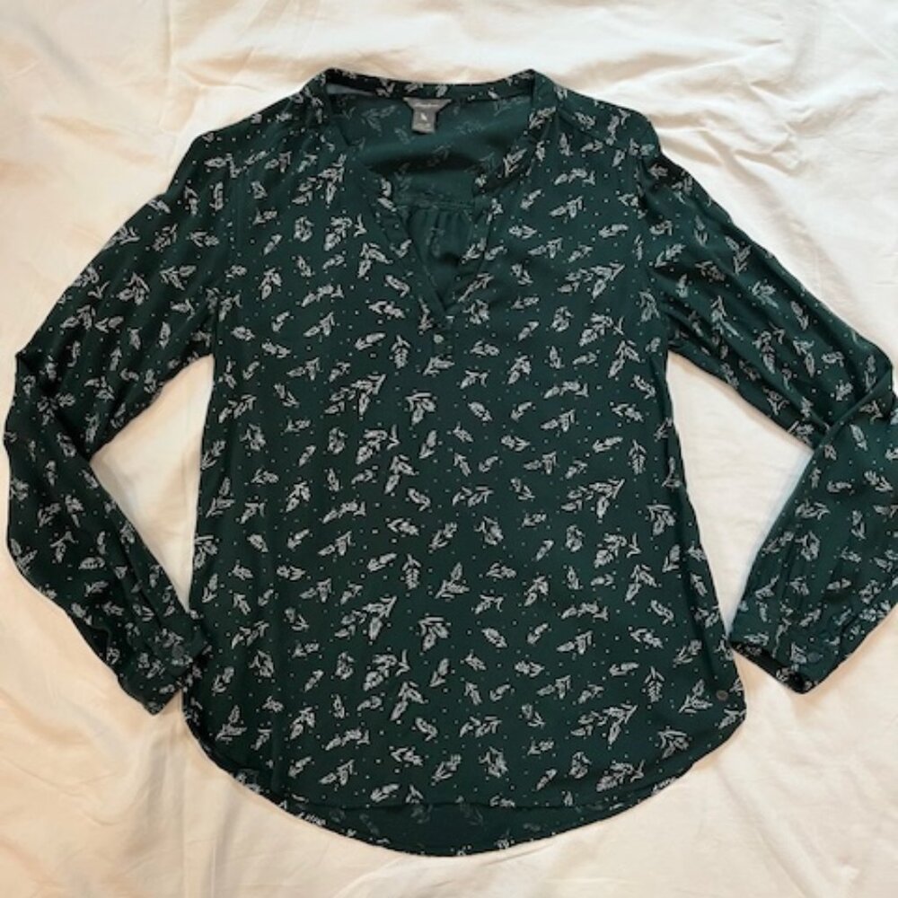 Eddie Bauer Long Sleeve Green Blouse, XS